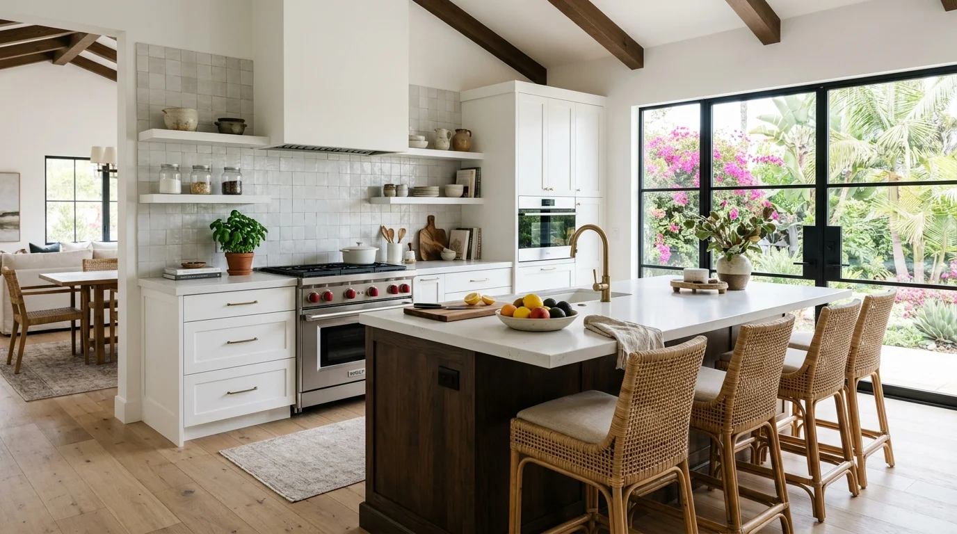 L-shaped kitchen with an island in a San Diego home