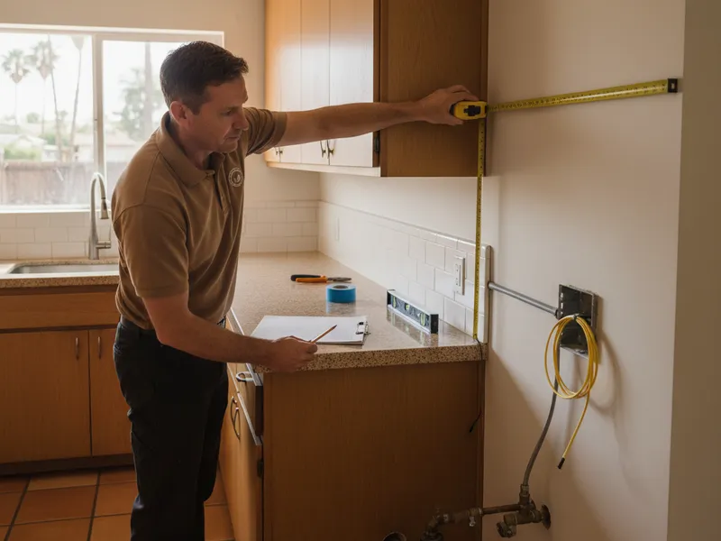 Homeowner sketching a kitchen floor plan on graph paper before a remodel